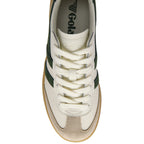 viper leather in white + bone + evergreen