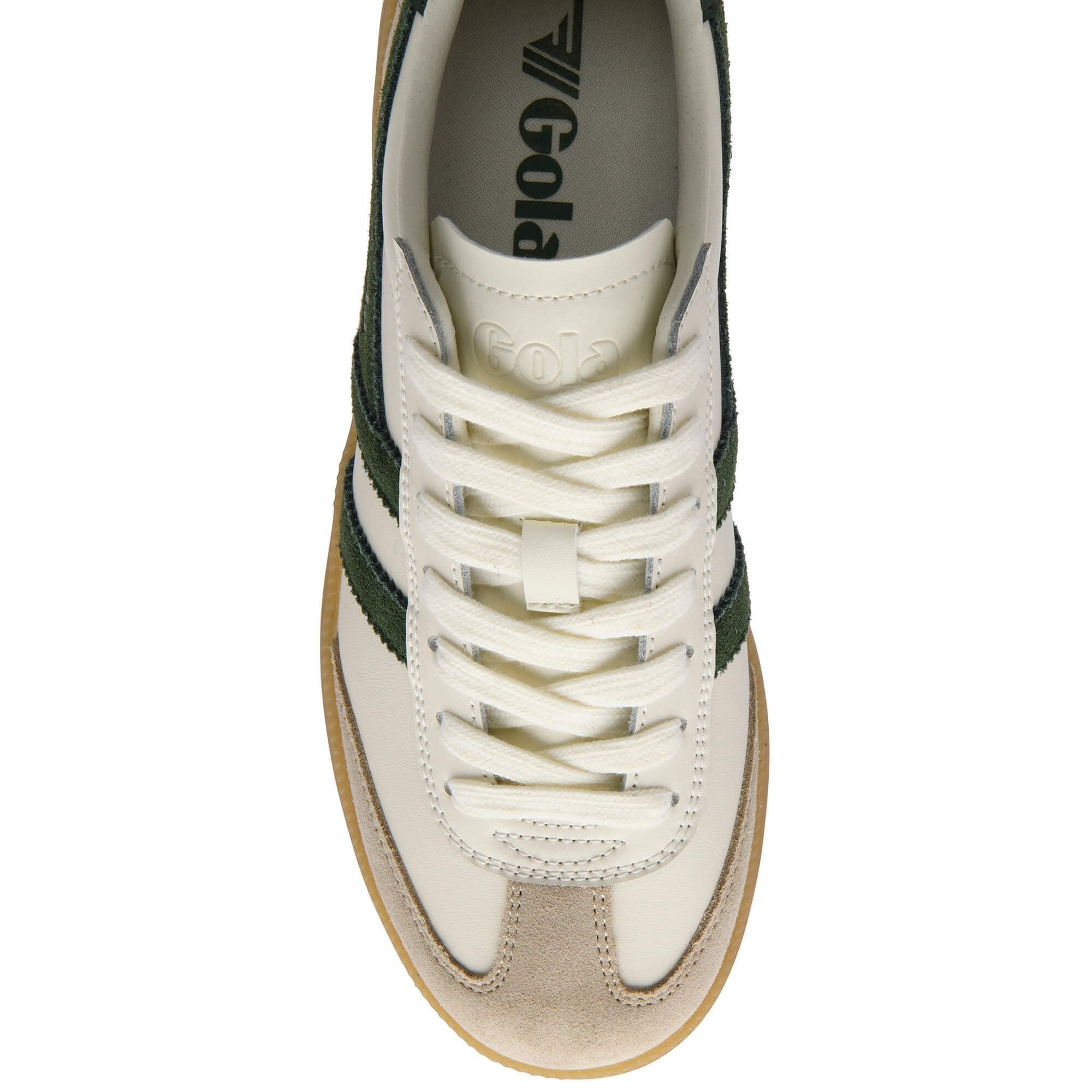viper leather in white + bone + evergreen
