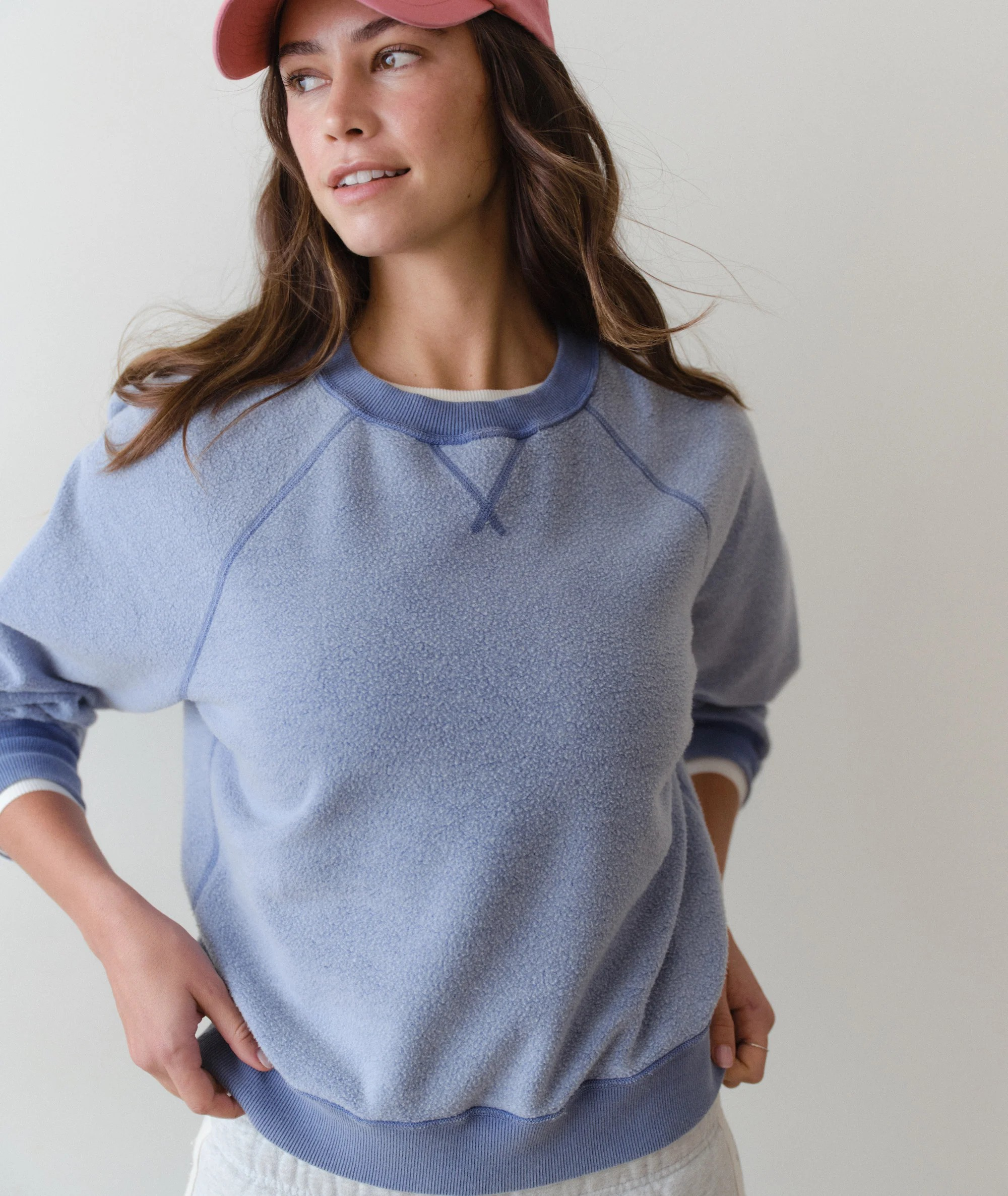 cloud 9 reversible crew neck in faded denim