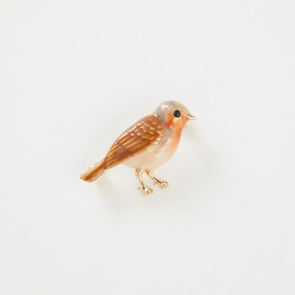 enamel robin brooch