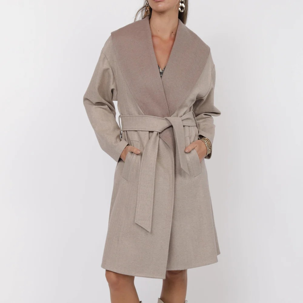 edith contrast collar coat