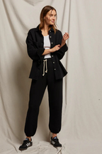 michelle cotton fleece jogger in true black