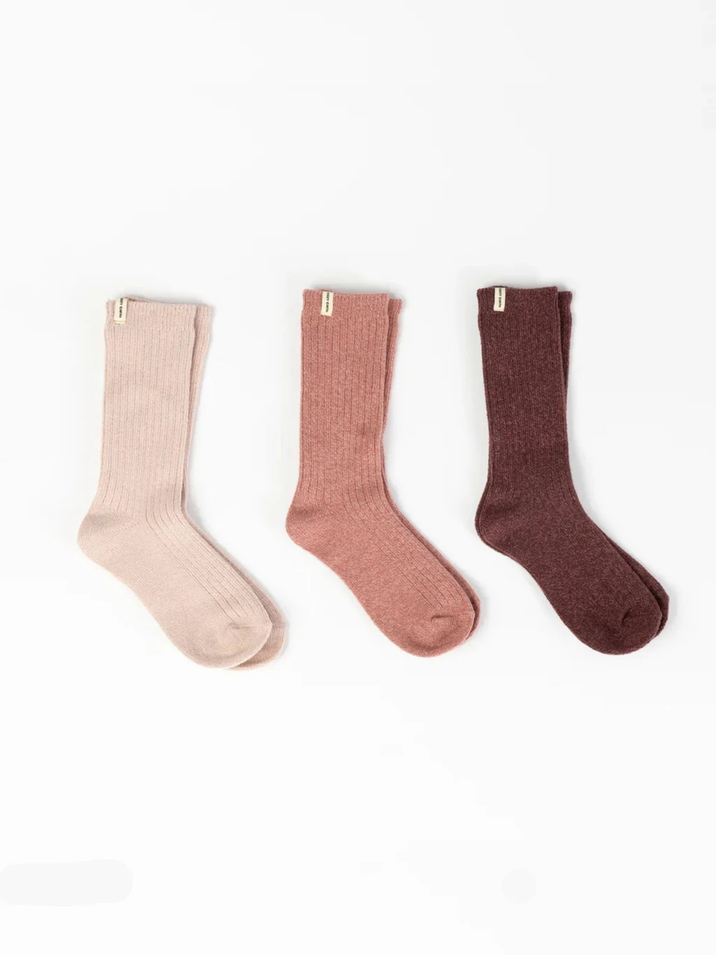 plush lounge sock 3 pack - burgundy + rouge+ dusty rose