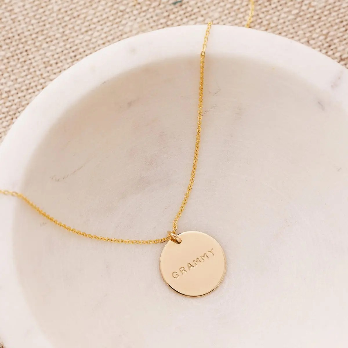 gold filled disc pendant - grammy