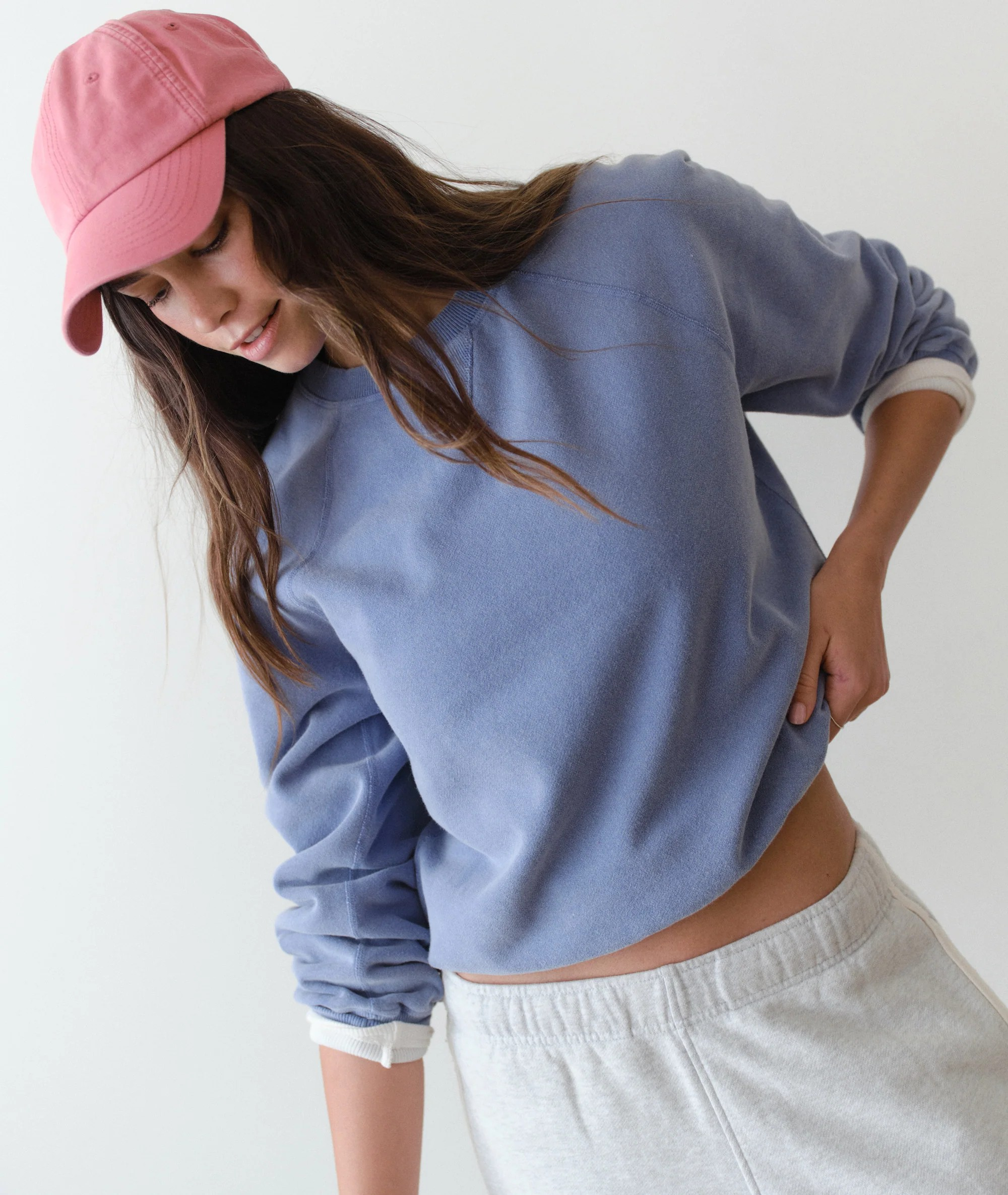 cloud 9 reversible crew neck in faded denim