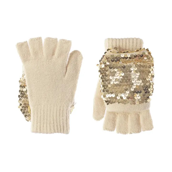 shimmer sequin knit gloves
