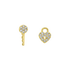 heart lock studs in gold