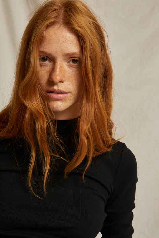 lauryn rib mock neck long sleeve in black