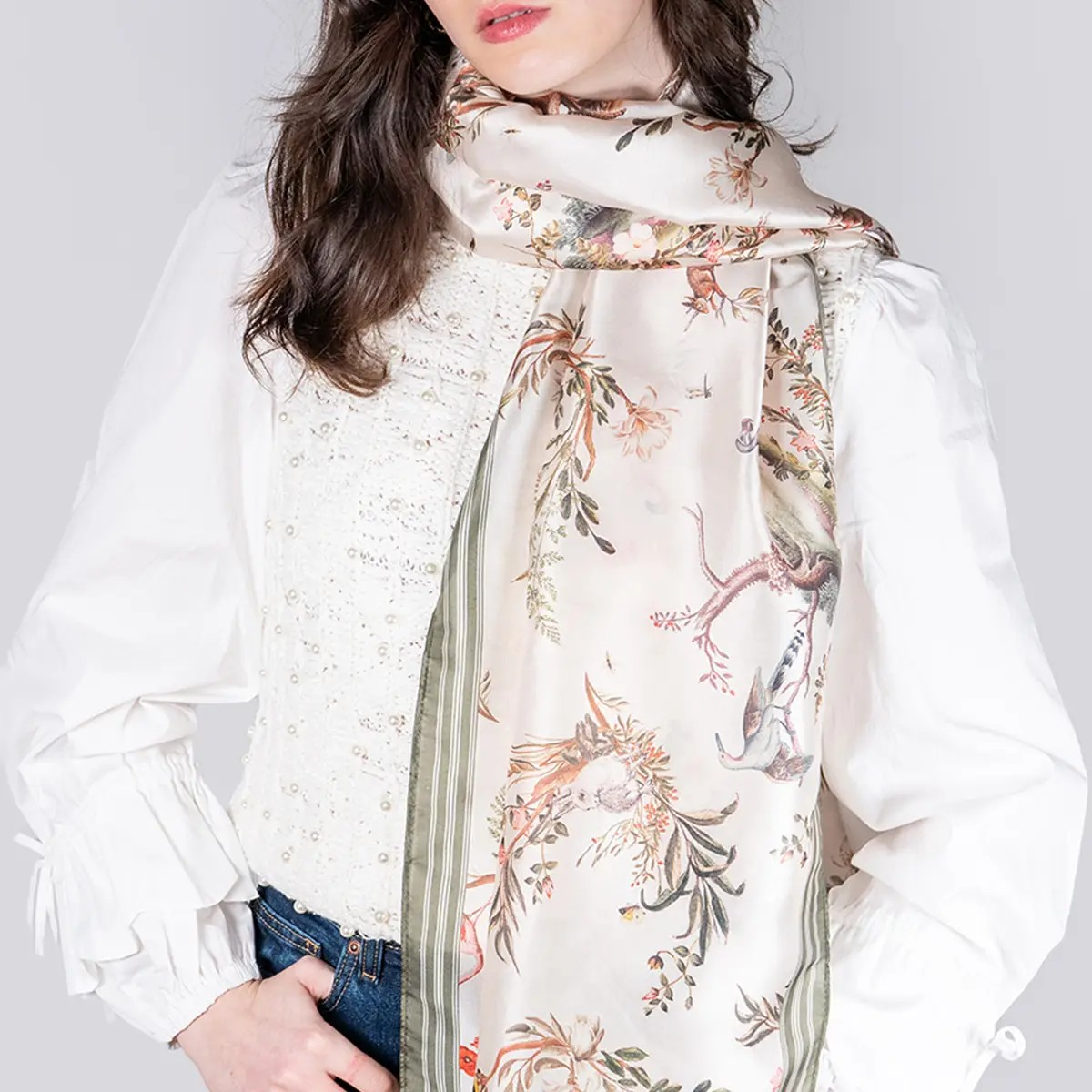 wonderland toile silky scarf