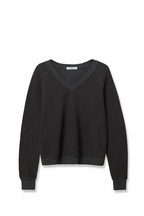 zuri reverse fleece v neck sweatshirt