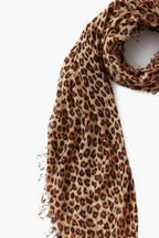 cashmere + silk scarf in roasted pecan leopard