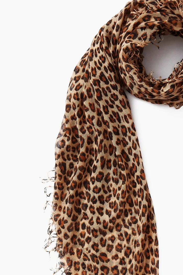 cashmere + silk scarf in roasted pecan leopard