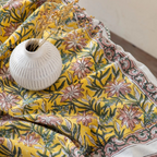 clematis block print tablecloth