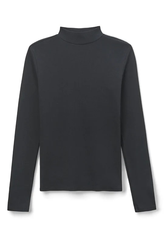 lauryn rib mock neck long sleeve in black
