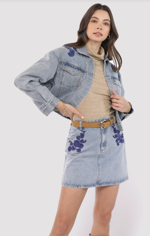 most likely embroidered denim jacket