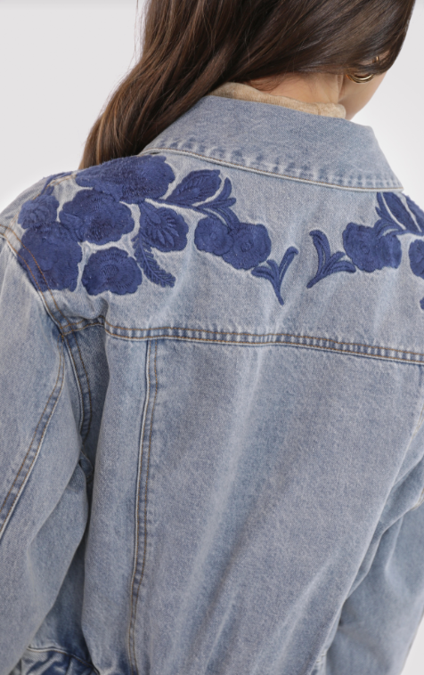 most likely embroidered denim jacket