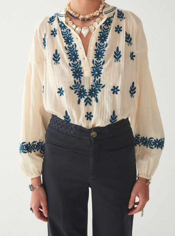 lina blouse in holbox blue