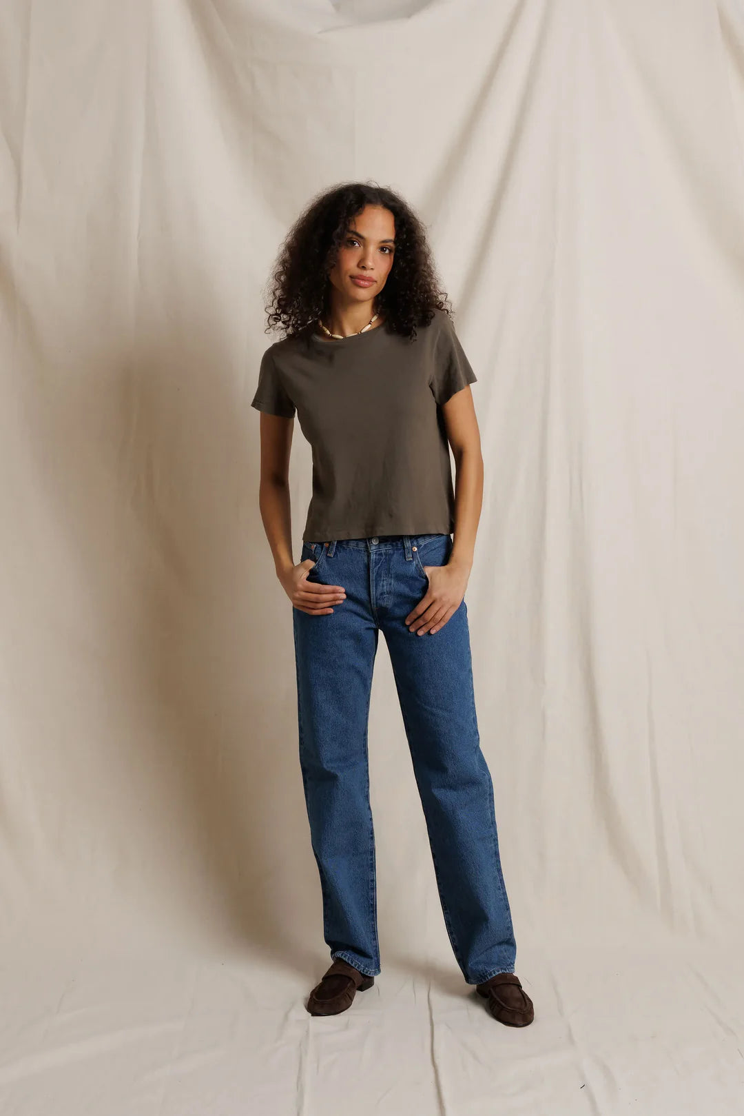 lisa recycled cotton slim crew tee