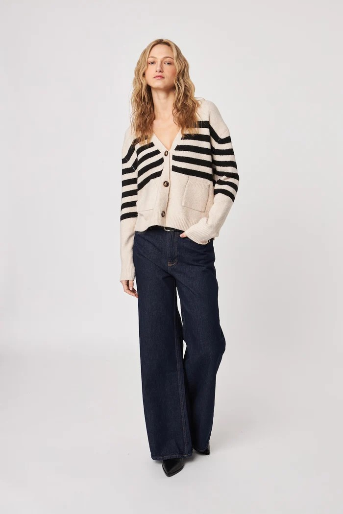 stanley cardi in nougat stripe