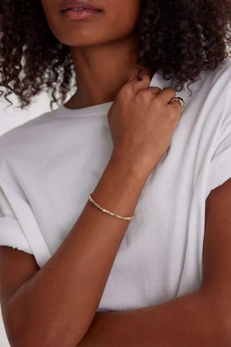 bamboo pave bracelet in gold