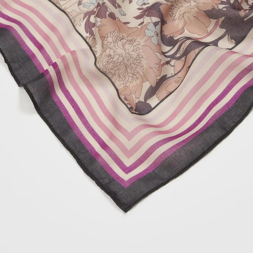 deco blooms candy stripe border lightweight scarf
