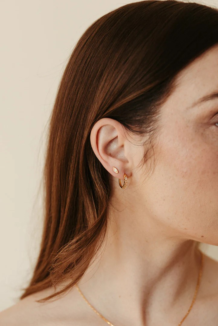 evil eye stud in white topaz