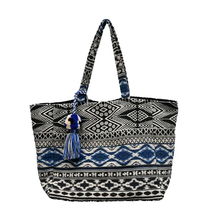 denim stripes tote bag