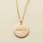 gold filled disc pendant - mama