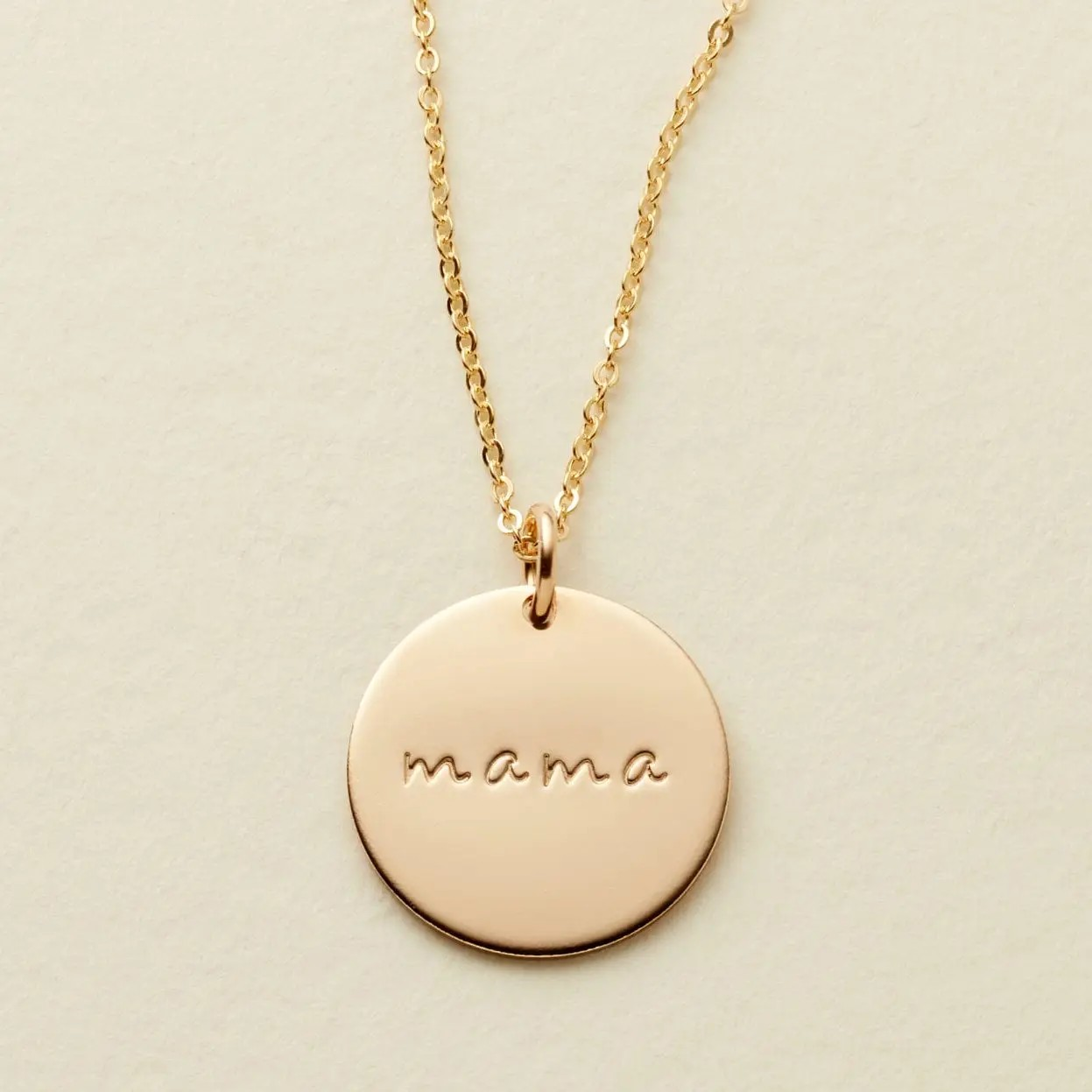 gold filled disc pendant - mama
