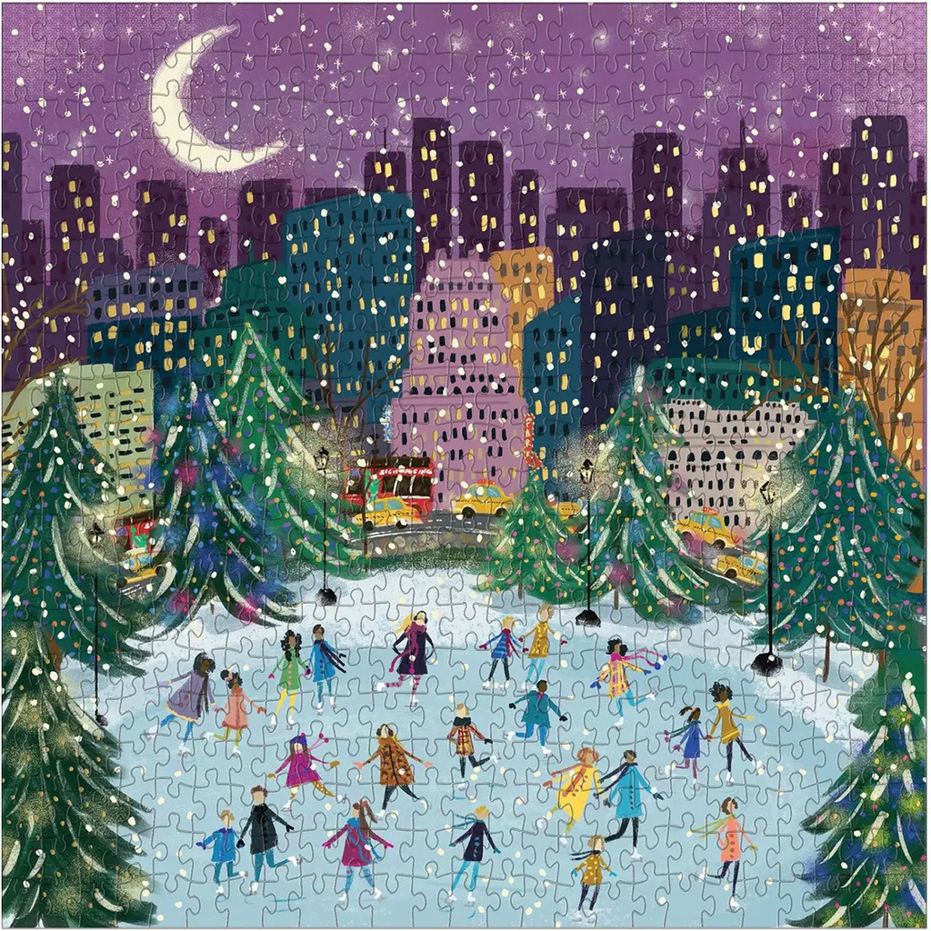 merry moonlit skaters 500 piece puzzle