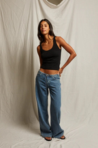 mia fine ribbed tank in true black