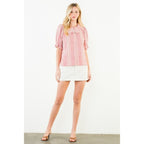 puff sleeve gingham blouse