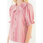puff sleeve gingham blouse
