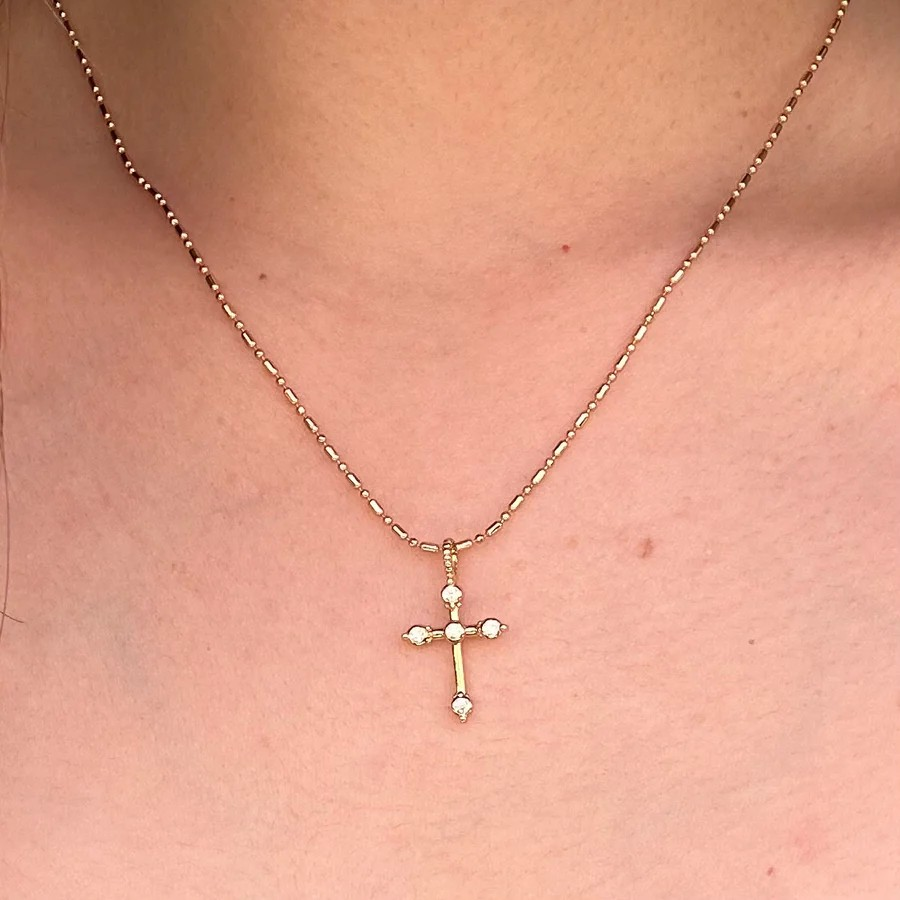 bezel cross necklace