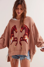 graphic camden pullover in mirrored horses