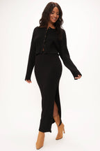 Claudia Sweater Rib Skirt in Black