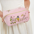 love scatter pink velvet embroidered cosmetic pouch