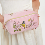 love scatter pink velvet embroidered cosmetic pouch