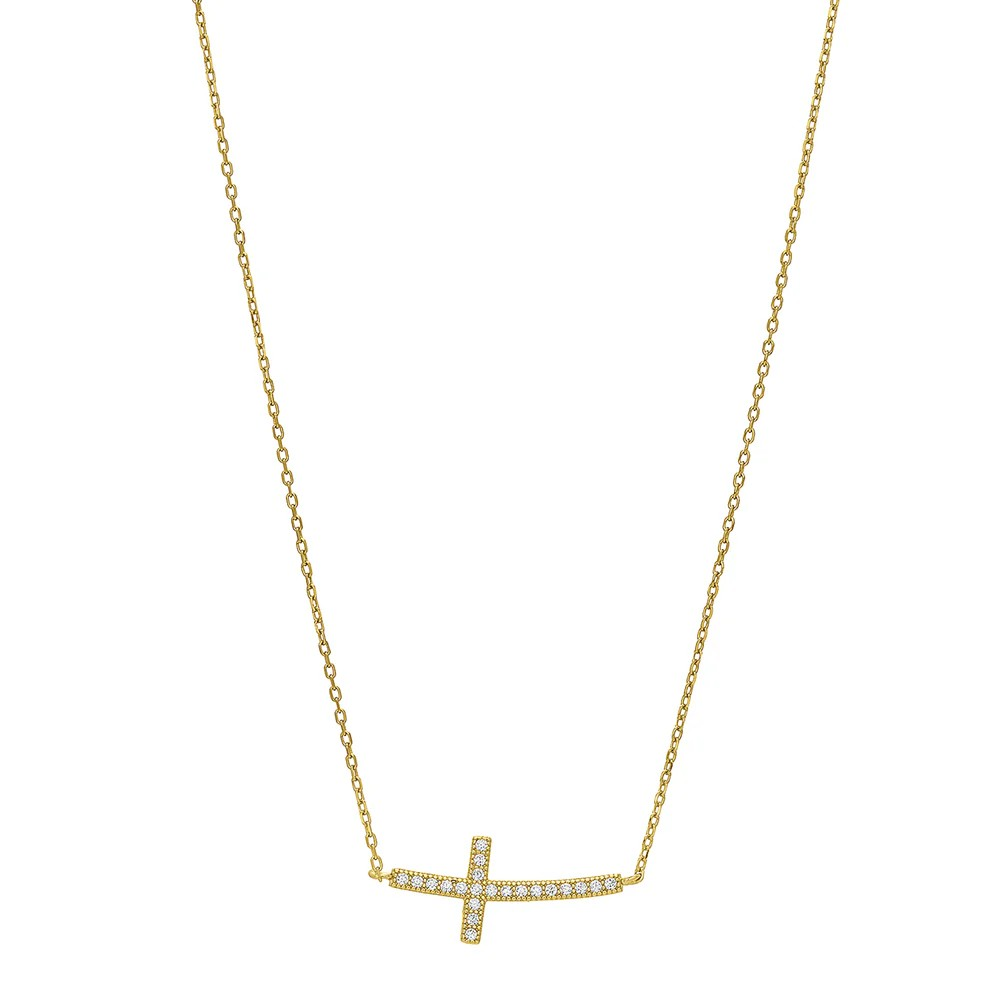 shaped cross necklace - gold