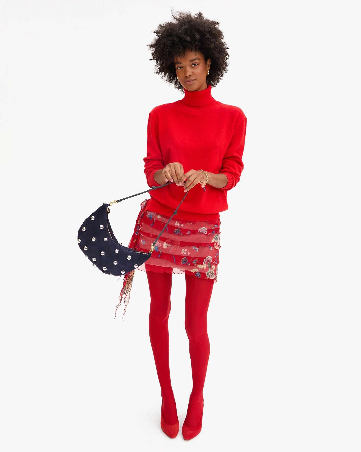 lune in suede navy with studs