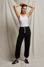 michelle cotton fleece jogger in true black