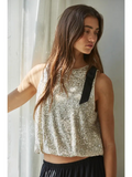 sequin sleeveless top with bow