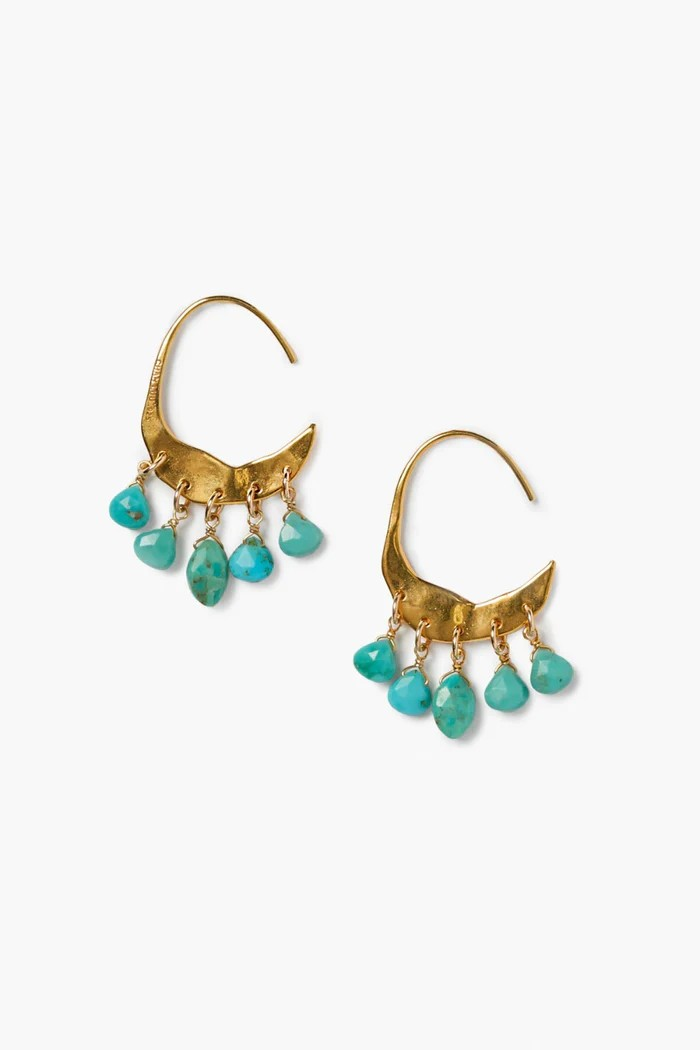 crescent earrings in mini turquoise