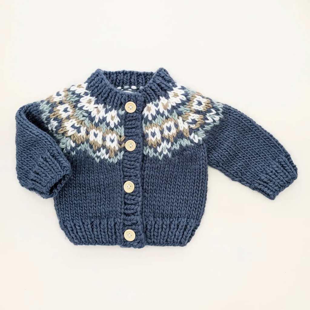 fairisle slate baby cardigan