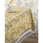 clematis block print tablecloth