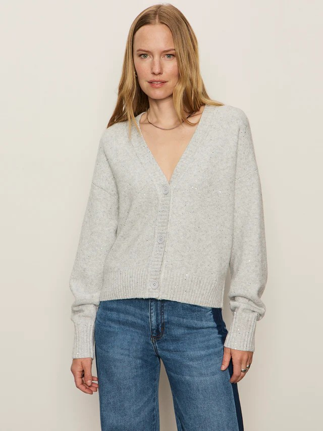 shimmer cardi in heather