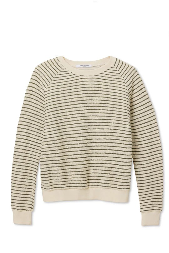 alexi french terry sweatshirt in green stripe