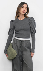 renoa puff sleeve ribbed knit top