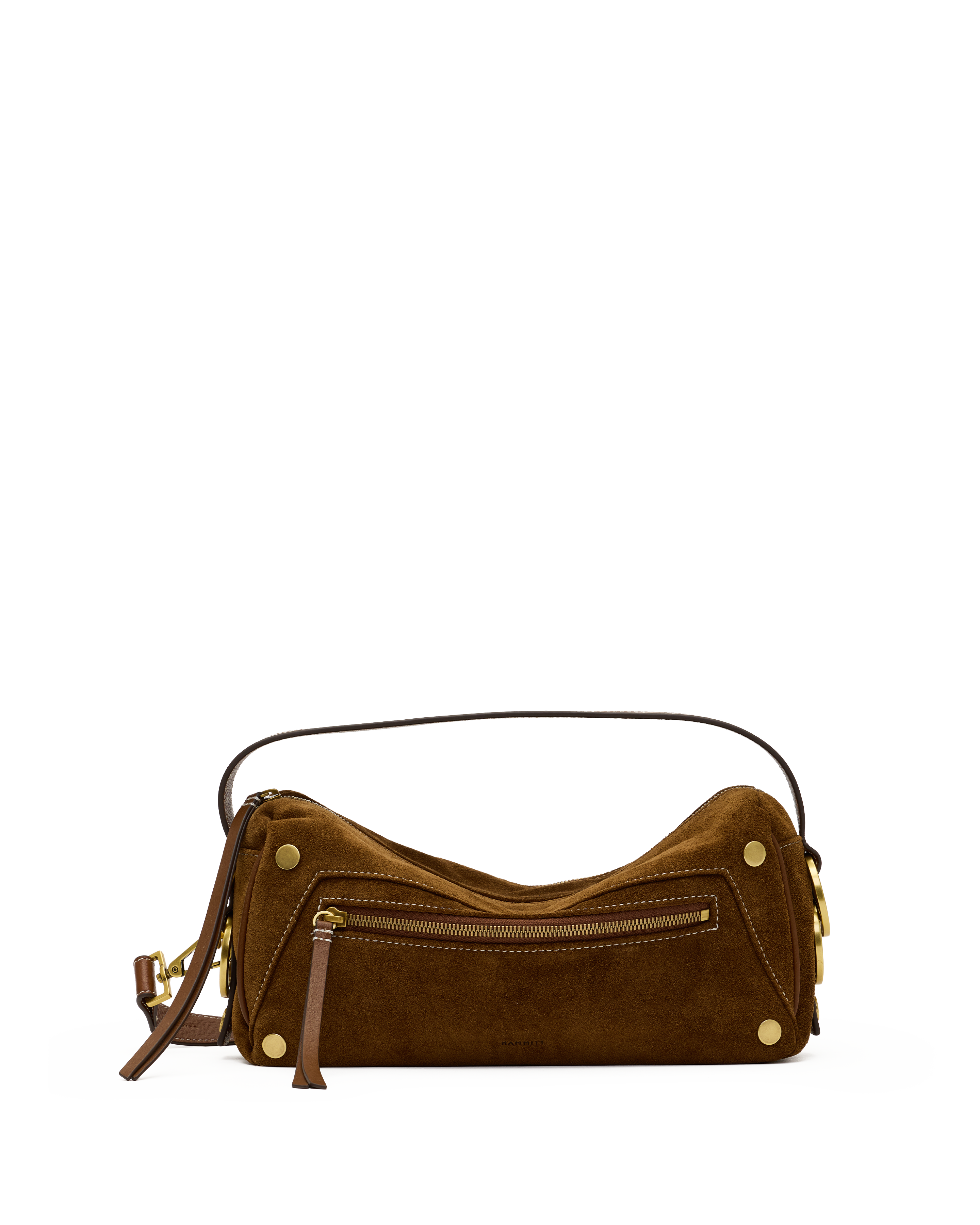 doxie medium in cinnamon suede & antique gold