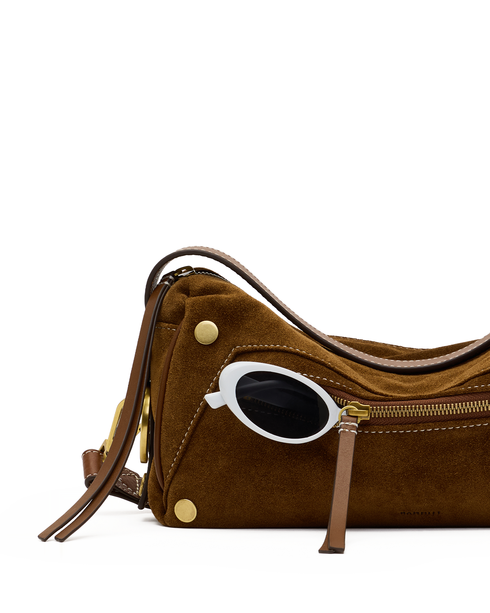 doxie medium in cinnamon suede & antique gold